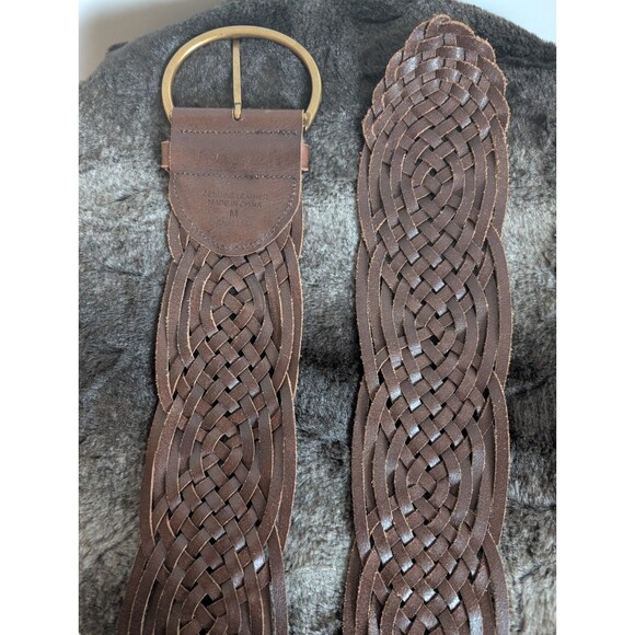 Tarnish Leather Wide Woven Statement Belt Brown Western Cowgirl Boho Rodeo Women main image 8